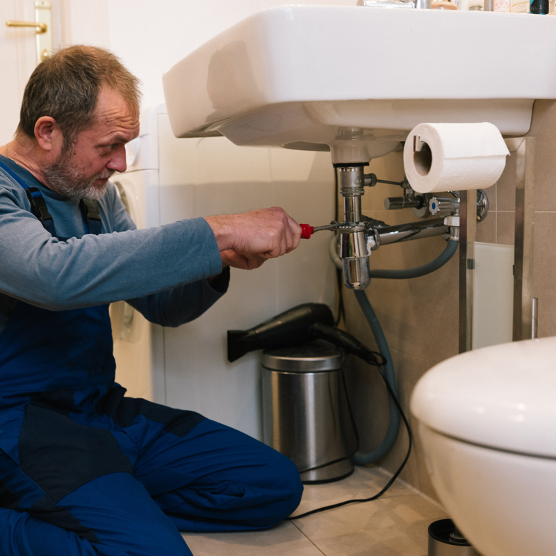plumber repairing a sink