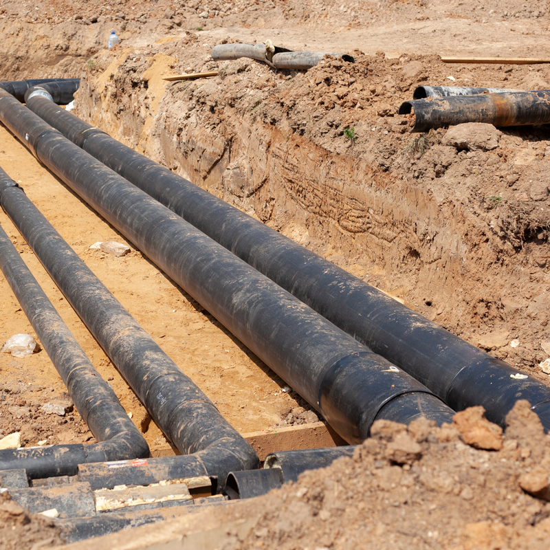pipes in a trench