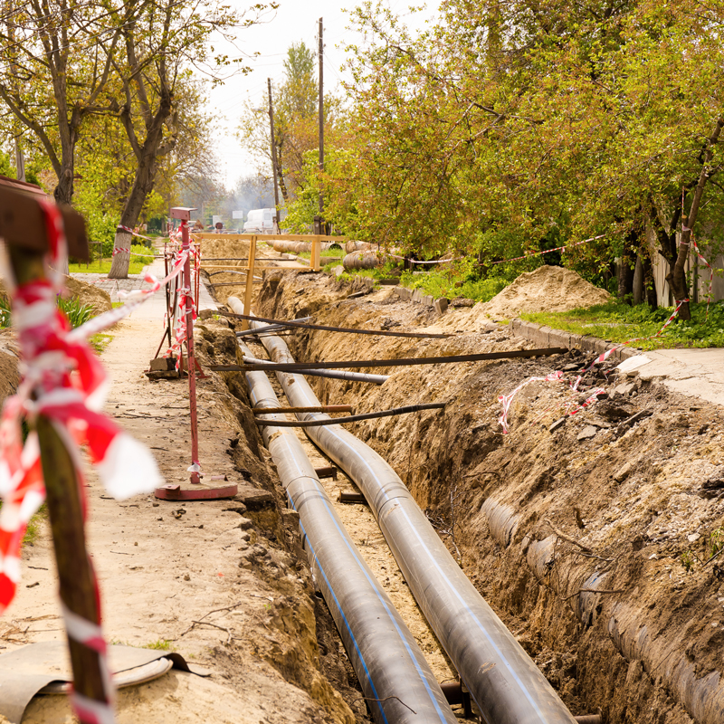 pipes in a trench