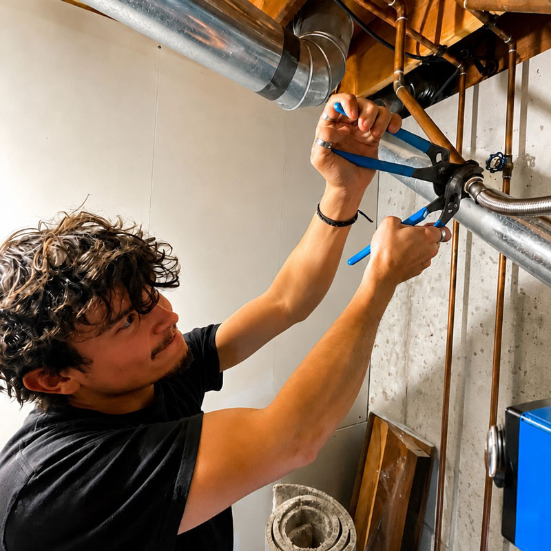 plumber fixing pipes